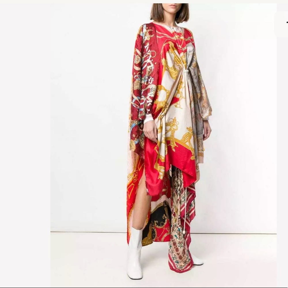 New MARINE SERRE Foulard Scarf Upcycle Drape Dress - Picture 8 of 8